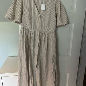 Striped Cream Midi Dress by J.M Laughlin